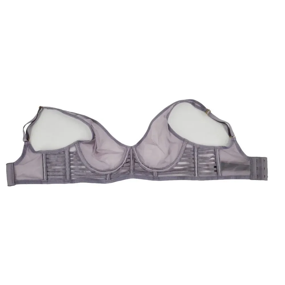 Victoria's Secret Unlined Plunge Mesh Sheer Sexy Light Gray Bra Size 32 C New